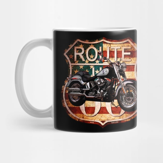 Motorcycle and Route 66 by Giovan R